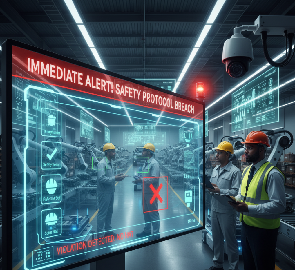 Industrial PPE inspection illustration