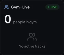 Live presence card: headcount and track list